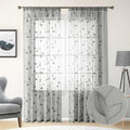 Light Grey Sheer Curtains Leaf Embroidered (52"W x 96"L (Pack of 2) / 3-grey)
