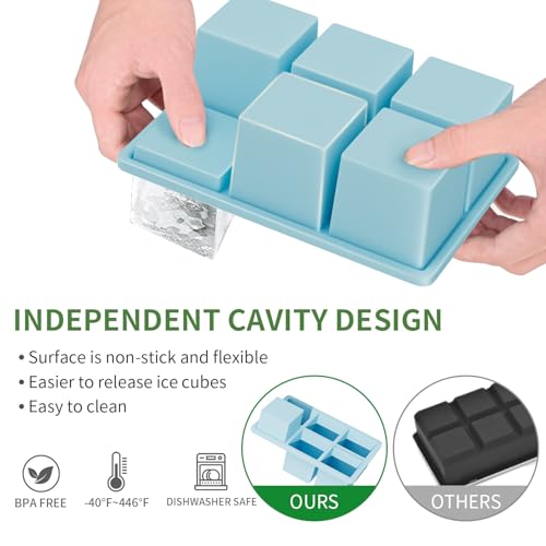 Large Ice Cube Tray for Whiskey (SkyBlue-2pack)