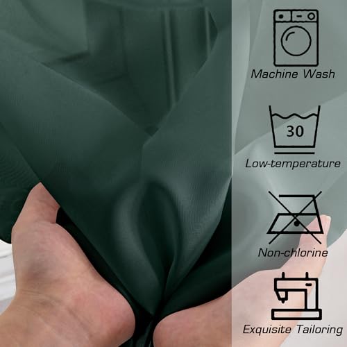 Green Sheer Curtain 96 Inches Long 2 Panels Set for Christmas Decoration (Hunter Green / 42"W x 96"L (Pack of 2))
