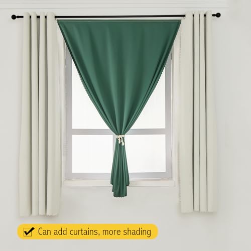 Instant Blackout Window Curtain with Reusable Adhesive (71"W x 72"L (Pack of 1) / Dark Green)