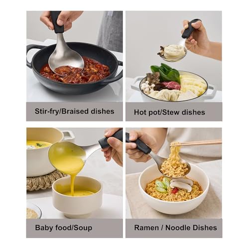 Korean Serving Spoon Stainless Steel Ladle 먹방 스푼 미니 국자 (Gray)