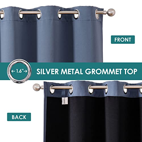 100% Blackout Curtains for Bedroom 84 Inches Long 2 Panels Set (52"W x 84"L (Pack of 2) / Stone Blue)