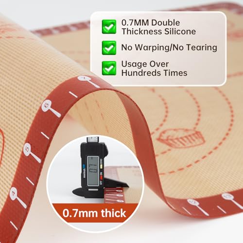 Silicone Macaron Baking Mat with 10 Easy Recipes (Red / 32"L x 24"W)