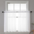 White Sheer Curtains 30 inch Length 2 Panels (White / 42"W x 30"L (Pack of 2))