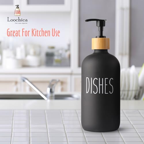 Black Glass Kitchen Soap Dispenser (C04-black-dishes)