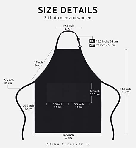 12 Pack Apron with 2 Pockets Aprons for Men Women (Black)