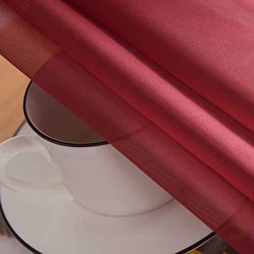 Basic Rod Pocket Sheer Voile Window Curtain Panels Burgundy 1 Pair 2 Panels 52 Width 72 Inch Long for Kitchen Bedroom Children Living Room Yard (Burgundy / 52"W x 72"L (Pack of 2))