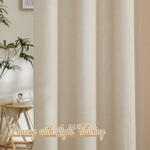 Cream Beige Linen Curtains & Drapes 84 inches Long (52"W x 84"L (Pack of 2) / Linen Cream)