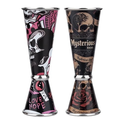 Jigger for Bartending Stainless Steel Set of 2 (Skull Set / 1 count)