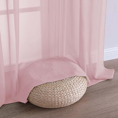 Blush Pink Sheer Curtains 84 Inches Long 2 Panels (Blush Pink / 59"W x 84"L (Pack of 2))