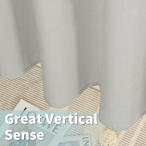 63 Inch Light Grey Semi Sheer Linen Curtains for Bedroom 2 Panels (52"W x 63"L (Pack of 2) / Silver Grommet-light Grey)