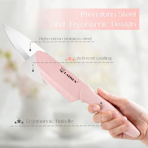 15 Piece Pink Nonstick German Steel Knife Set with Block (Pink / 15 Pieces)