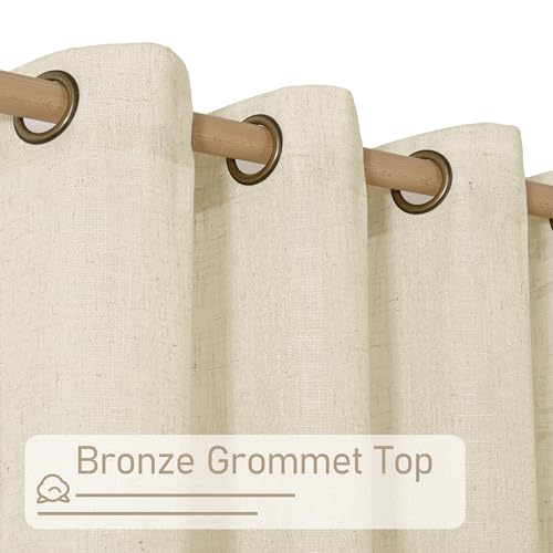 Cream Semi Sheer Linen Curtains 40 Inches Long for Kitchen 2 Panels (52"W x 40"L (Pack of 2) / Cream)