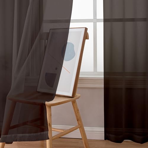 Chocolate Sheer Curtains 84 Inches Long (Chocolate / 42"W x 84"L (Pack of 2))