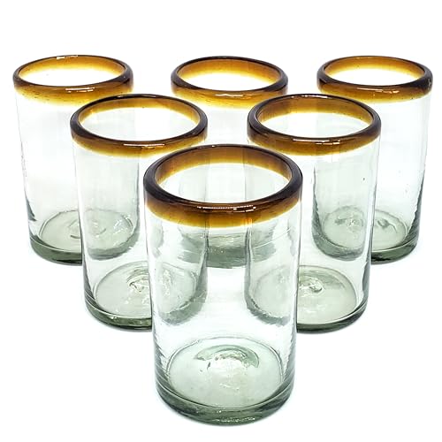 Amber Rim 120 oz Pitcher and 6 Drinking Glasses set (Pitcher & 6 Glasses)
