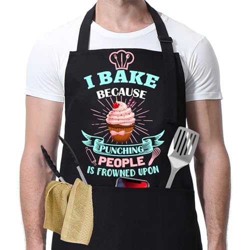 Funny Baking Aprons for Women with Pocket (Apron-baking Adjustable)