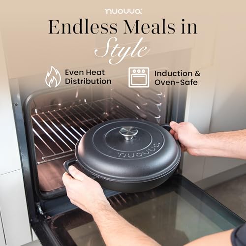 Shallow Cast Iron Casserole with Lid (Black / 5-Quart - Shallow)