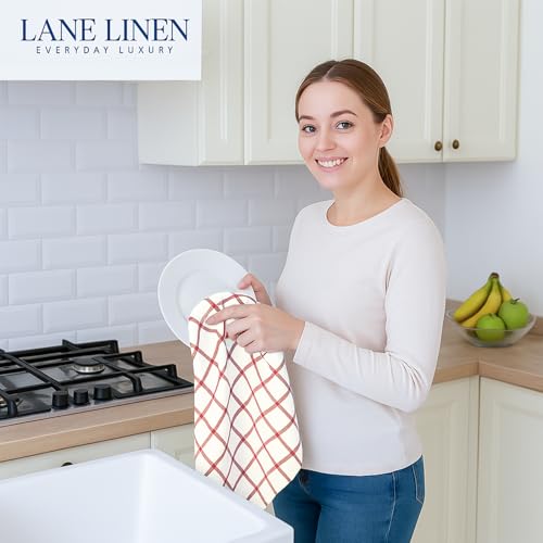 Kitchen Dish Towels 100% Cotton Soft & Absorbent 6 Pack (18"x28" - 6 Pack / 06: Red)