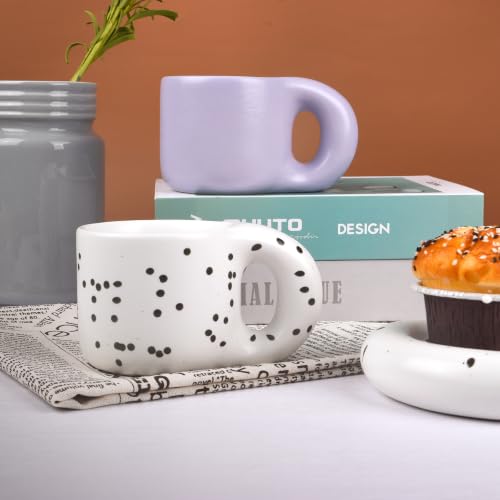 Ceramic Coffee Chubby Mug Saucer Set (Light Purple)