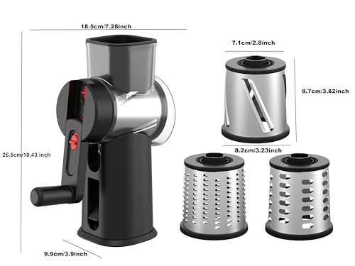 Rotary Cheese Grater Hand Crank with Foldable Handle (Black)