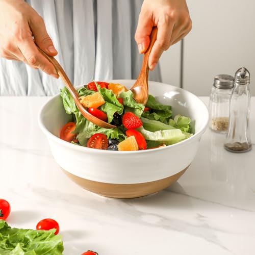 Large Ceramic Serving Bowls Set of 2 (White / 65 oz)