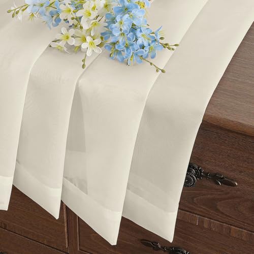 Cream Window Sheer Curtains 45 Inches Length (42"W x 45"L (Pack of 2) / Cream)