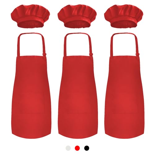 Kid's Apron with Chef Hat Set (Red)