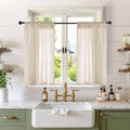 Burlap Linen Kitchen Curtains 36 Inch Length Window Over Sink (Natural / 30"W x 36"L (Pack of 2))