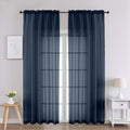 Navy Blue Sheer Curtains 90 Inches Long 2 Panels (Navy Blue / 59"W x 90"L (Pack of 2))