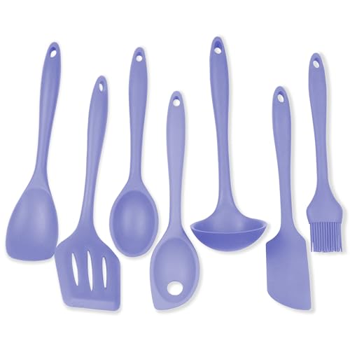 Premium Silicone Kitchen Tools and Utensils Set (7 Piece Set / Pastel Blue)