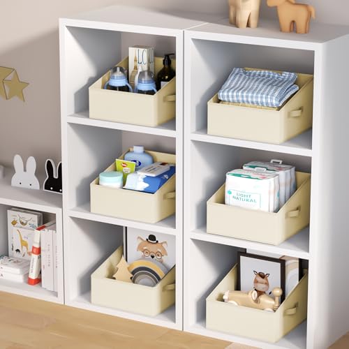 Closet Storage Bins 8 Pack (Beige / 8 Bins 11.4"x11.4"x7.8")