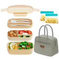 Leakproof Bento Box & Insulated Lunch Bag Set for School & Work (Khaki)