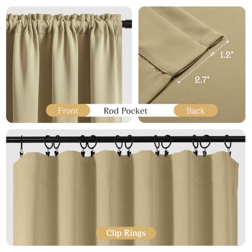 Beige Blackout Curtains 96 inch Length 2 Panels Set (Beige / 52"W x 96"L (Pack of 2))
