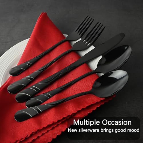 Black Silverware Set for 4 (Black / 20 Pieces)
