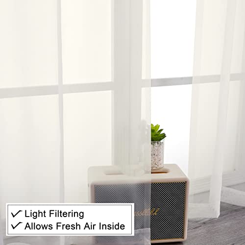 Ivory Sheer Curtains for Living Room (Ivory / 40"W x 84"L (Pack of 2))