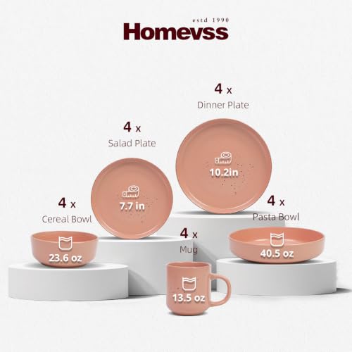 HomeVSS 20 Piece Dinnerware Set (Service for 4 - 20pc Set / Matte Rose)