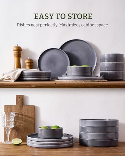 Annecy 16 Piece Dinnerware Set with Pasta Bowls (Misty Blue / Service for 4 (Include Pasta Bowls))