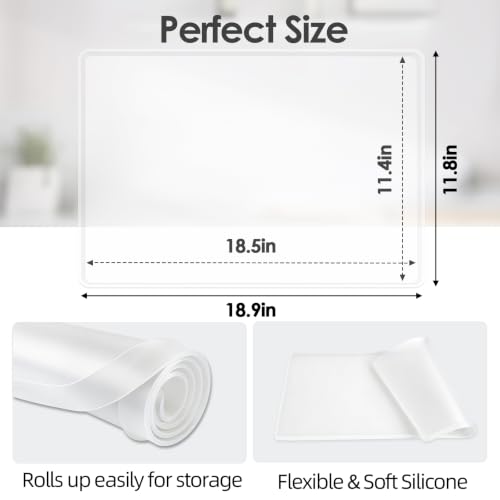 Silicone Coffee Maker Mat with Lip for Countertops 18.9''x11.8''Translucent (Translucent / 18.9'' x 11.8'')
