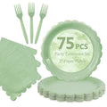 Sage Green Paper Plates and Napkins (Sage Green 75 Plates Set / 7-inch Set)