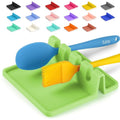 Silicone Utensil Rest with Drip Pad for Multiple Utensils (Medium / Bright Green)