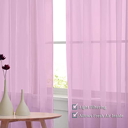 Light Pink Sheer Curtains 108 Inches Long (Light Pink / 42"W x 108"L (Pack of 2))