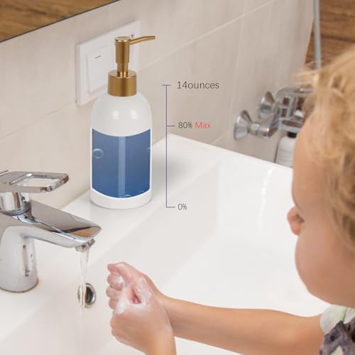 2PC 14OZ Ceramic Soap Dispenser Can Fill Hand Soap (White+green)