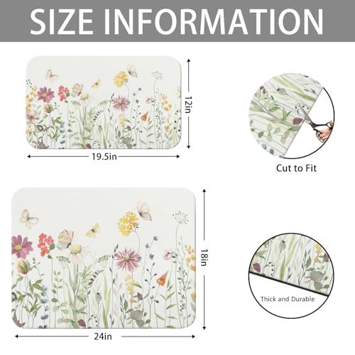 Dish Drying Mat 2 (Butterflies and Flowers / 2-Pack)