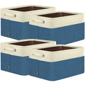 4 Pack Fabric Closet Storage Bins for Shelves (Navy Blue / 4PCS/Large-15x11x9.5)