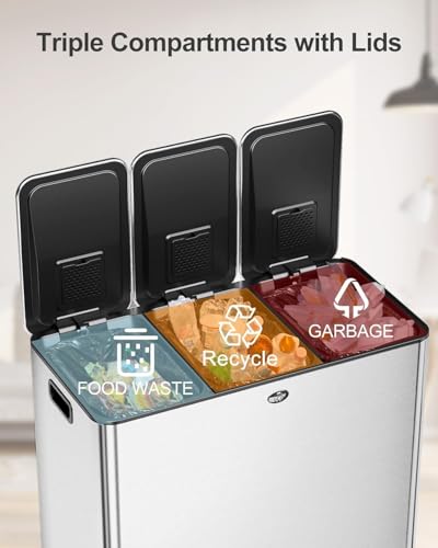 Trash Can 24 gal Triple Compartments (3 x 8 Gallon)