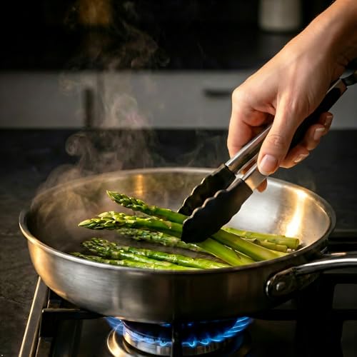 PICCOLO Stainless Steel 7 Inch Silicone Mini Tongs (7" / Black)