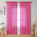 Hot Pink Sheer Curtains 84 Inches Long 2 Panels Set for Bedroom Living Room (Hot Pink / 42"W x 84"L (Pack of 2))