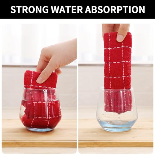 100% Cotton Terry Kitchen Towels (Red / 13 X 28 - 12 Pack)