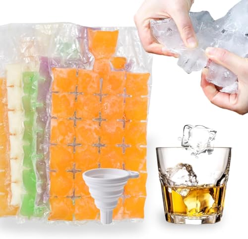 100PC Disposable Ice Cube Bags with Silicone Funnel (100 count pack)