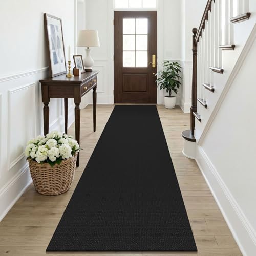 Black Runners Rugs for Hallway 2.5'x10' (Black/Dark Grey / 2'8" x 10' (Runner))
